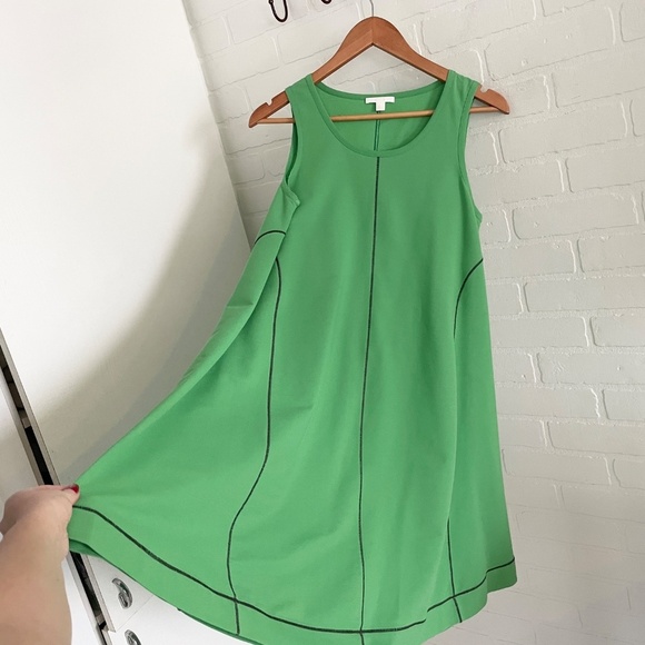 COS Mini Dress With Coverstitched Seams Apple Green Blokettecore Sz S Oversized - Picture 4 of 13
